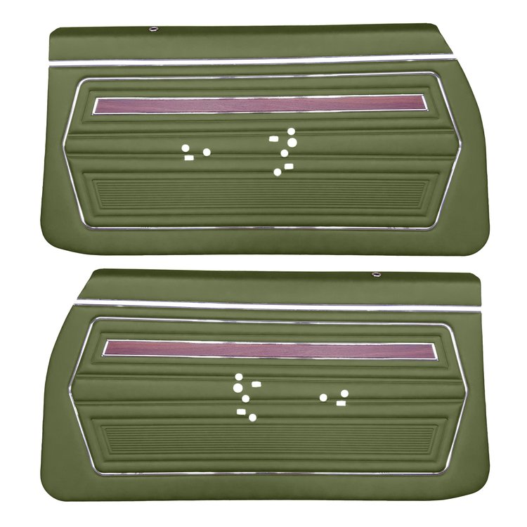 DO71GU00028415G-PA 71 CUTLASS HARDTOP COUPE ASSEMBLED DOOR PANELS- JADE GR