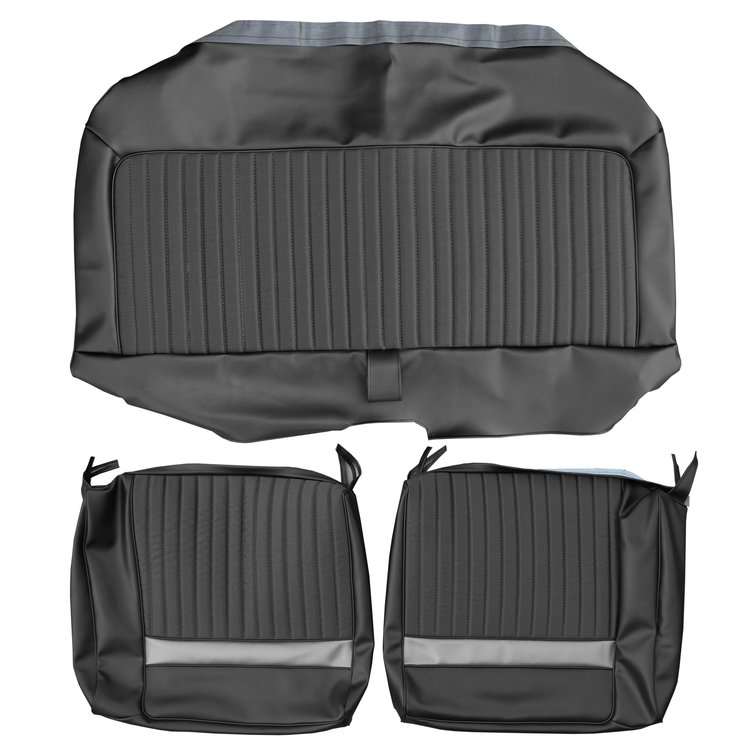 AA67CVC0020980 67 VALIANT 200/SIGNET SPLIT BENCH- BLACK CLOTH/BLACK