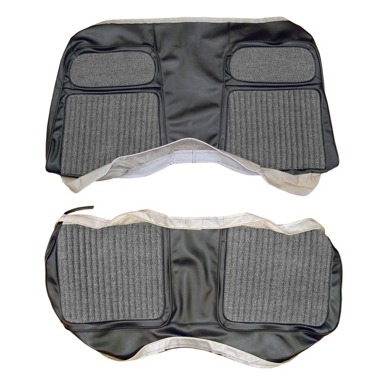 AA71CBC0040816 71 BARRACUDA HARDTOP CLOTH REAR BENCH - BLK & S&P/BLK