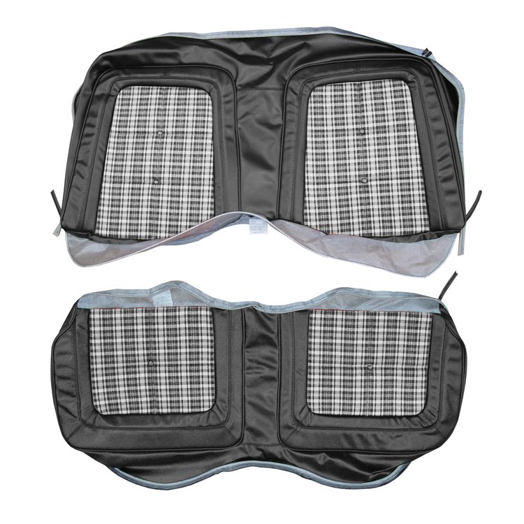 AA71CJC0040831 71 CHALLENGER CLOTH REAR BENCH BLACK/WHITE PLAID/BLACK