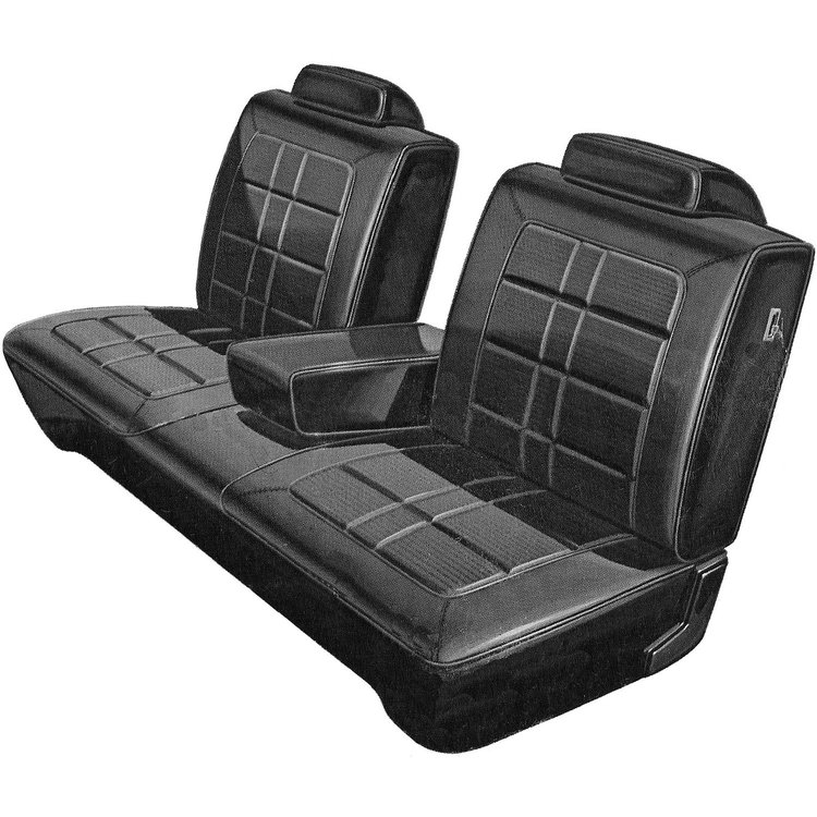 AA71CV00030152 71 DUSTER SPLIT BENCH W/CENTER ARMREST- CHARCOAL/BLACK