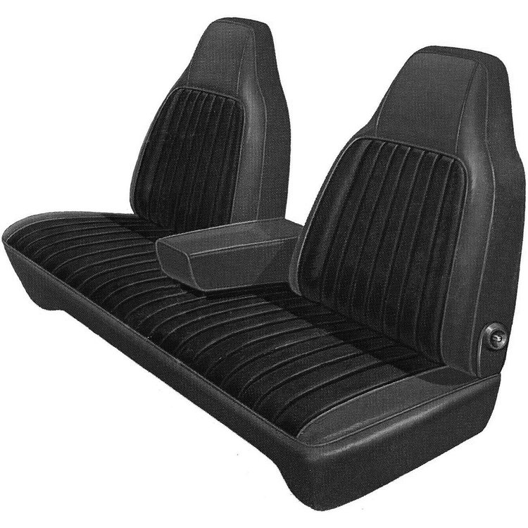 AA74CLVD030100 74/76 DART/DARTSPORT/VALIANT/ DUSTER SPLIT BENCH- BLACK