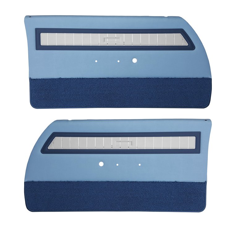 DO65CW00010335-PA 65 CORONET 500 PRE-ASSEMBLED DOOR PANELS- MT BLUE W/ SILVER