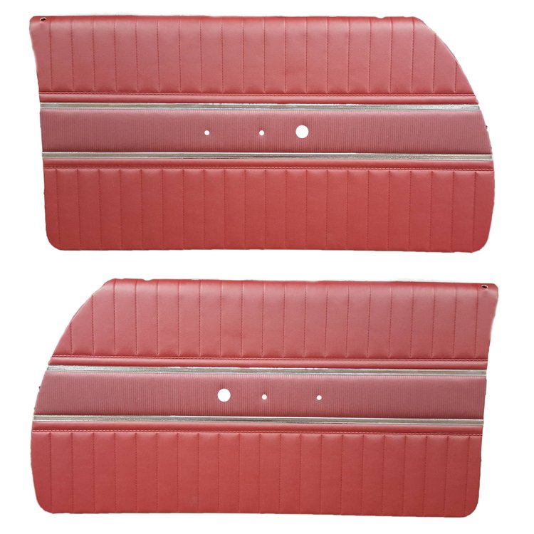 DO65CW00020537-PA 65 CORONET 440 PRE-ASSEMBLED DOOR PANELS - MT MAROON/MD RED