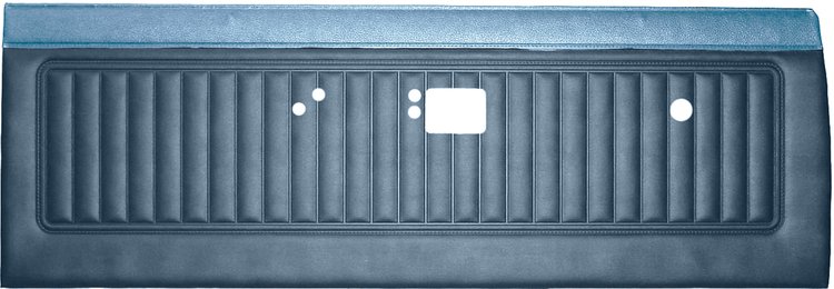 DO67CVS0020327 67 VALIANT SIGNET DOOR PANELS- MET NAVY W/ LT MET BLUE ACCENT