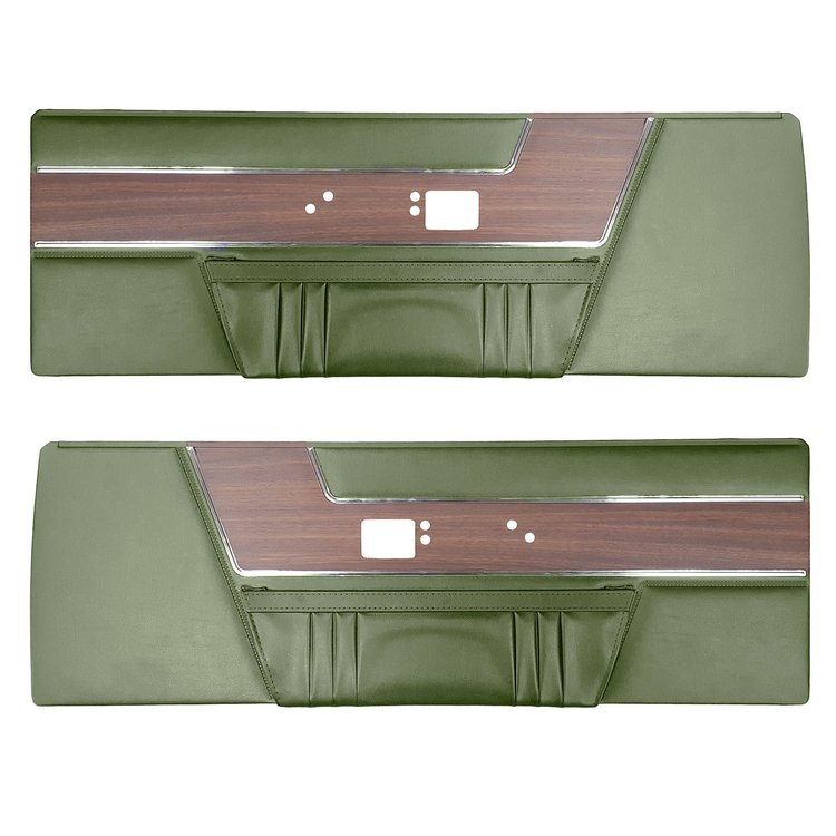 DO69CBD0010434 69 BARRACUDA DELUXE DOOR PANELS - DARK METALLIC GREEN