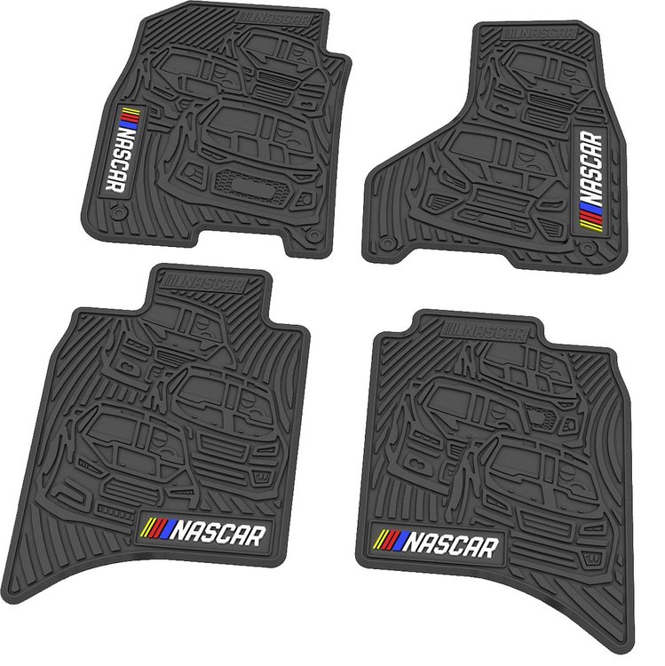 "NASCAR" Flex Tread Next Generation Floor Mats 2013-2017 Dodge Ram 1500, 2500, 3500 Truck, Crew Cab - Black - Set of 4
