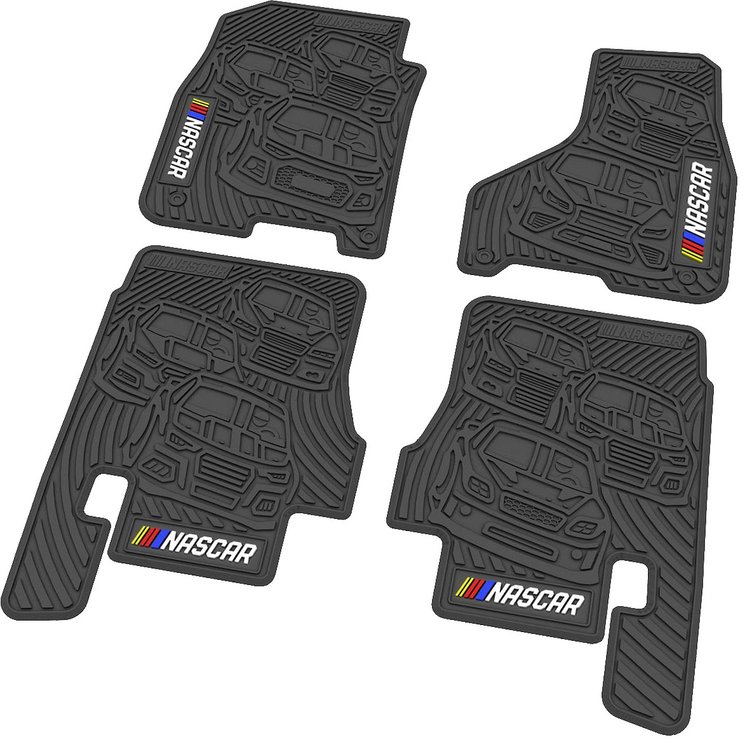 "NASCAR" Flex Tread Next Generation Floor Mats 2013-2017 Dodge Ram 2500, 3500 Truck, Mega Cab - Black - Set of 4