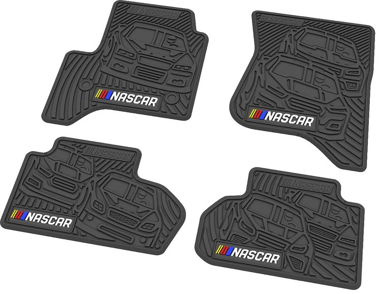 "NASCAR" Flex Tread Next Generation Floor Mats 2015-2018 Chevy Silverado/GMC Sierra, Double Cab - Black - Set of 4
