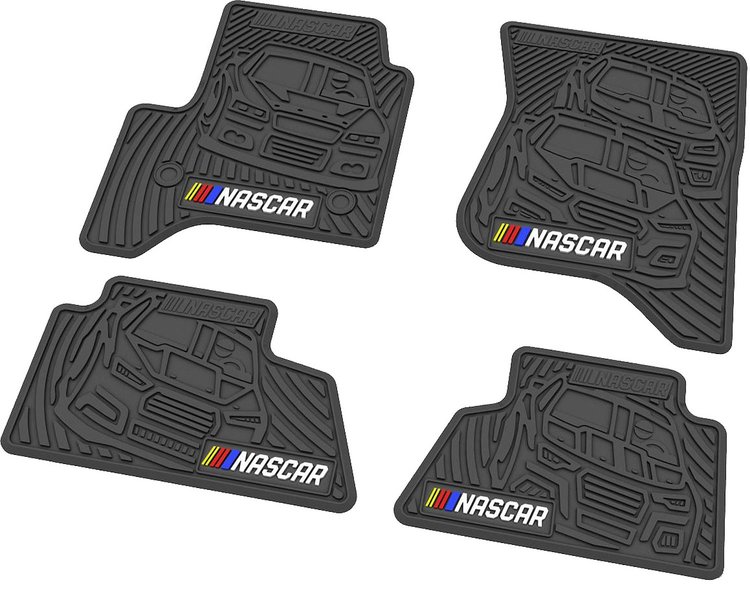 "NASCAR" Flex Tread Next Generation Floor Mats 2015-2018 Chevy Silverado/GMC Sierra, Crew Cab - Black - Set of 4