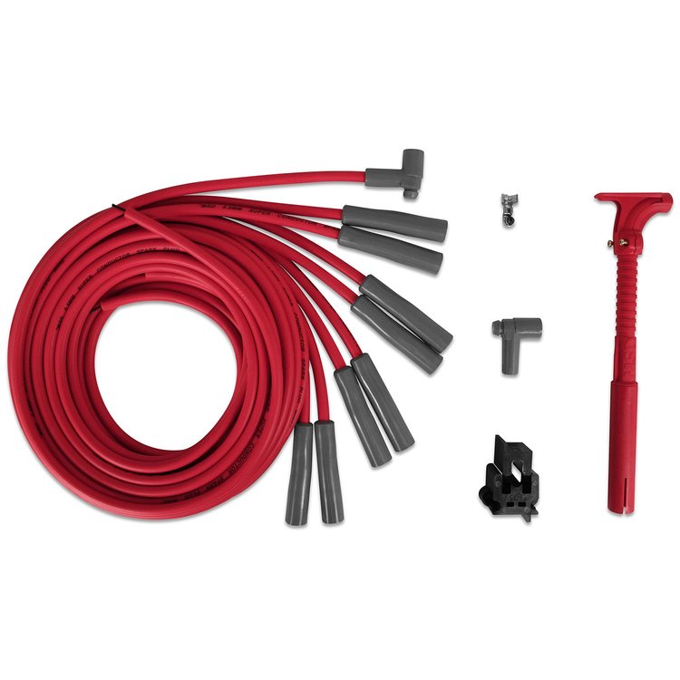 Red Universal 8.5mm Spark Plug Wire Set Ford & Chrysler Hemi Pro Stock Head