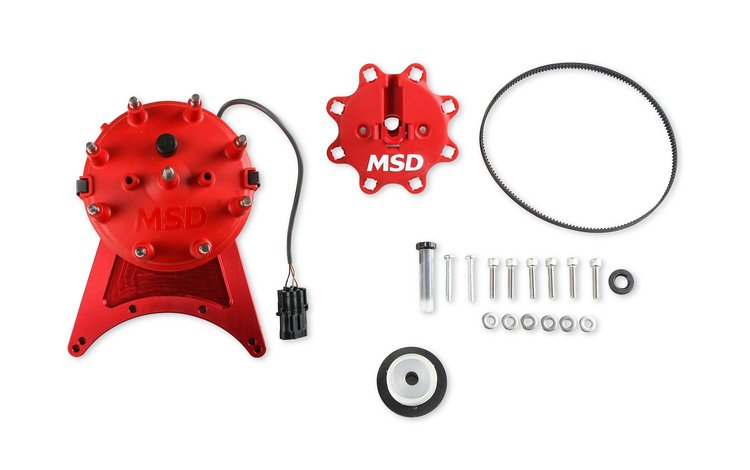 Pro-Billet Front Drive Distributor w/Adjustable Hall-Effect Sync Pickup for Big Block Chevy - Red HEI Cap