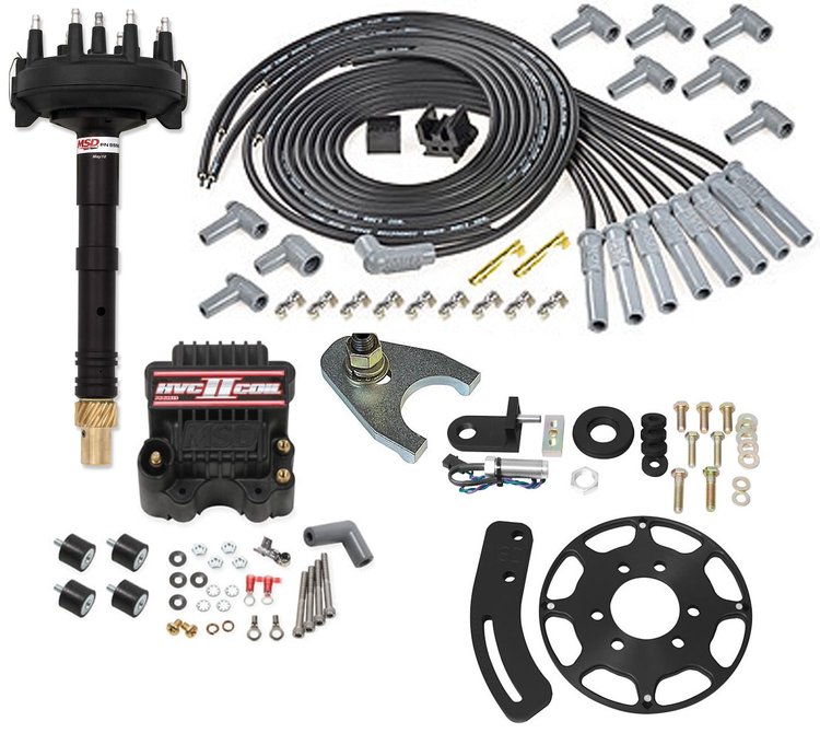 Crank Trigger Distributor Kit Tall Block Chevy V8 - Black Cap