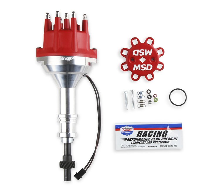 Billet Small Cap Distributor Ford 351W - Red - Steel Gear