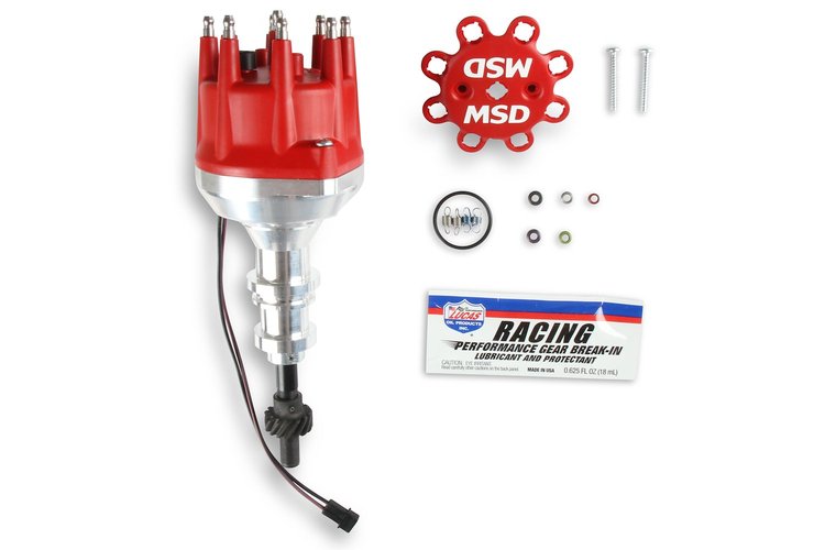 Pro-Billet Small Cap Distributor Ford 351W with Hi-Ram Intake Red (Steel Gear)