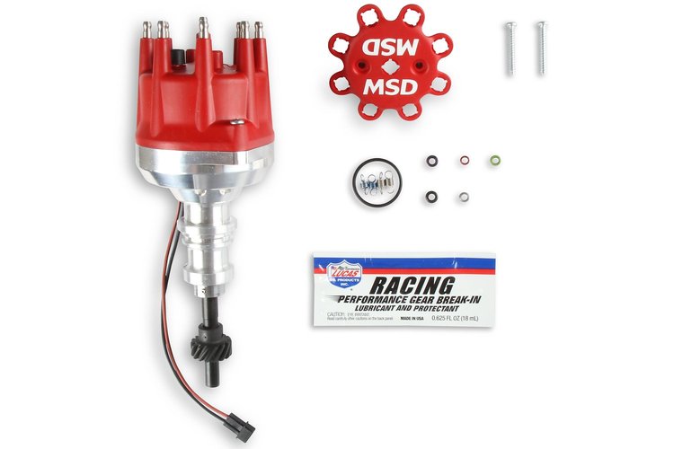 Pro-Billet Distributor Ford 289-302 with Hi-Ram Intake - Red - Steel Gear