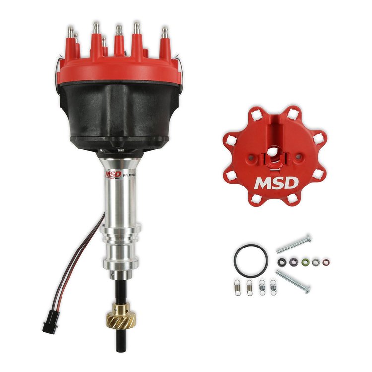 Billet Distributor Small Block Ford 289/302 V8, Bronze Gear - Red Cap