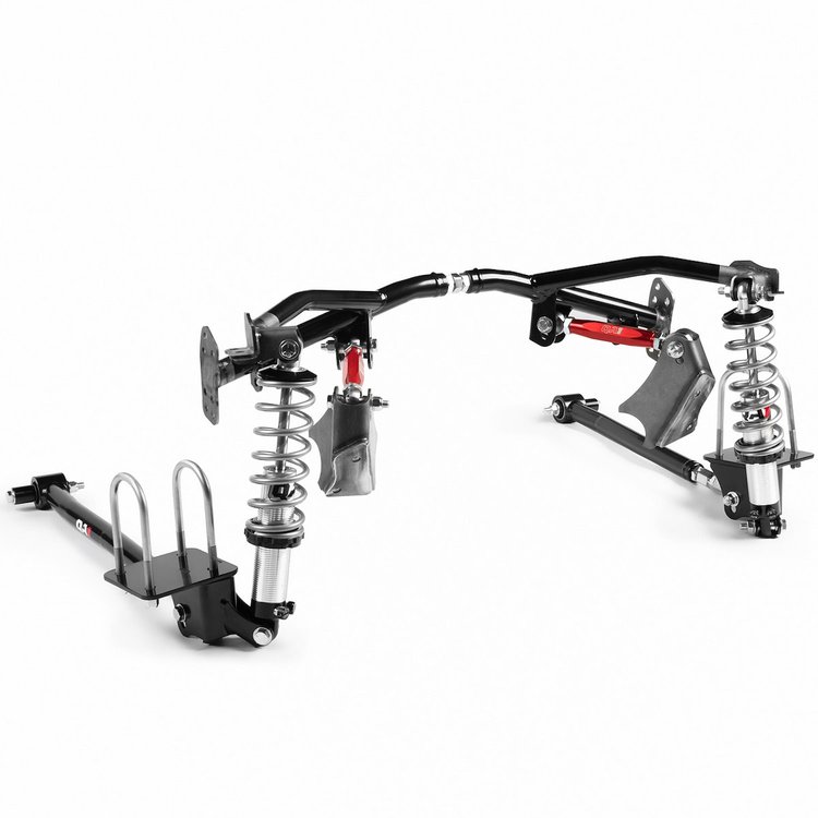 R257-170 Rear Four-Link Suspension Kit for 1970-1981 GM F-Body, Double-Adjustable Shocks [Black Powder-Coated Finish]
