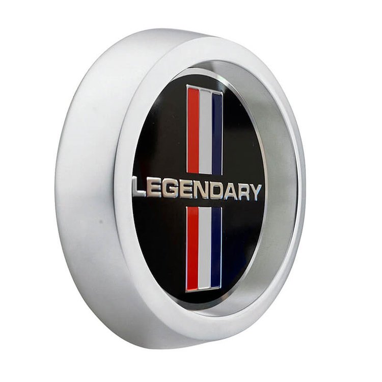 LW-HC029 Wheel Center Cap, Fits Legendary Wheels LW10/LW20/LW30/LW40/LW50/LW66/LW67/LW70/LW90, Black Tri-Bar Logo, Press-Fit