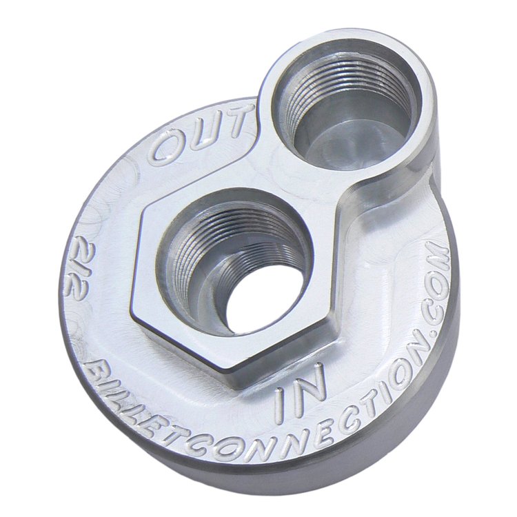 212 Late Model Ford Block Adapter Kit, #12 Threaded Ports, Replaces 22 mm-1.5 mm TPI Disposable Filter, Viton O-Ring