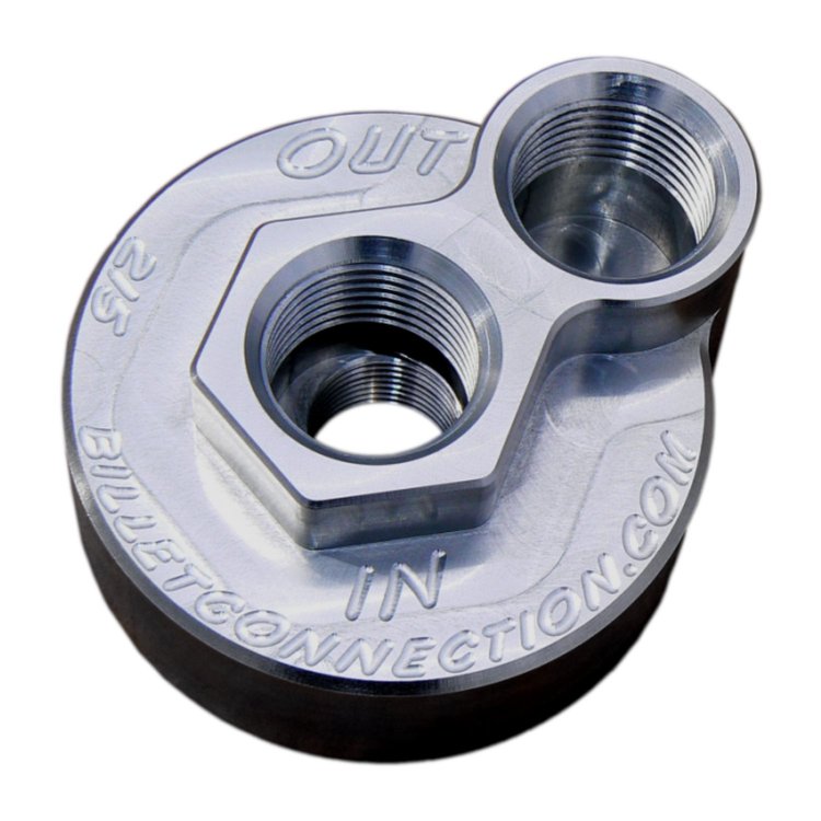 215 Pontiac/Oldsmobile Block Adapter Kit, #12 Threaded Ports, Replaces 13/16 in.-16 TPI Disposable Filter, Viton O-Ring