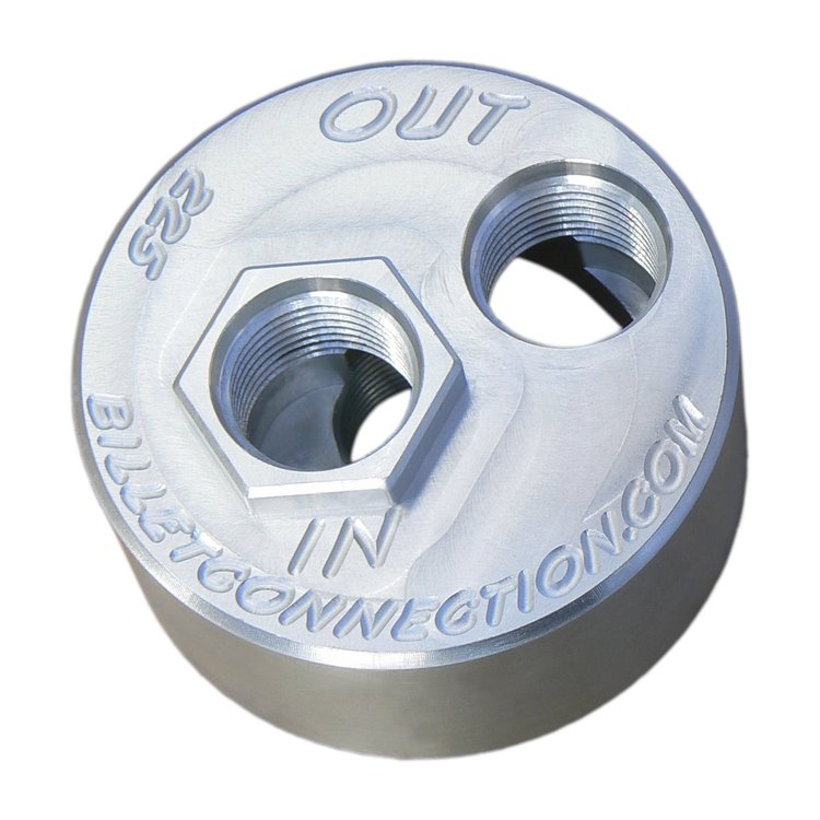 225 GM LS Oil Filter Block Adapter Kit, #10 Threaded Ports, Replaces 13/16 in.-16 TPI Disposable Filter, Viton O-Ring