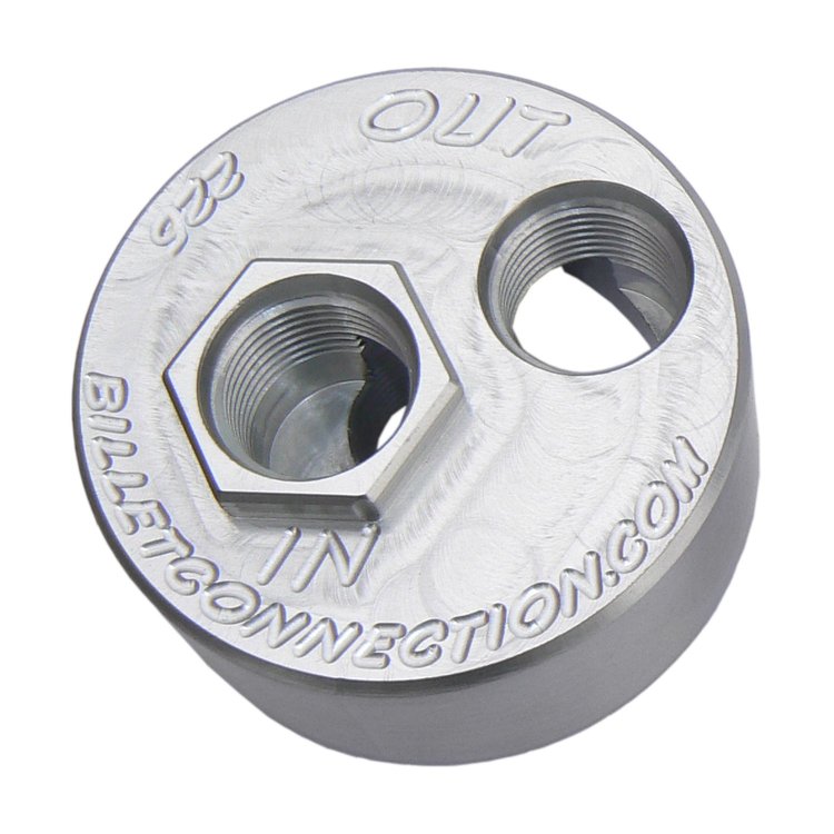 226 Late GM LS Oil Filter Block Adapter Kit, #10 Threaded Ports, Replaces 22 mm x 1.5 mm TPI Disposable Filter, Viton O-Ring