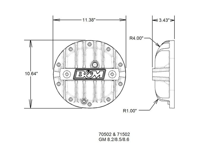 71502 Hi-Tek Aluminum Differential Cover for GM 8.2/8.5/8.6 in. 10-Bolt Differentials [Black]