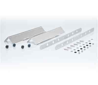 Aluminum Vertical-style Fan Mounting Brackets For Shrouded Dual 11" Fan Installation on 1972-74 Mopar A-body Downflow Radiator