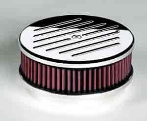 Round Billet Aluminum Air Cleaner 6-3/8" Ball Milled Top
