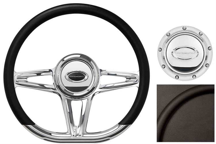 Aluminum D-Shaped Collection 14 in. "Victory" Series Steering Wheel Kit