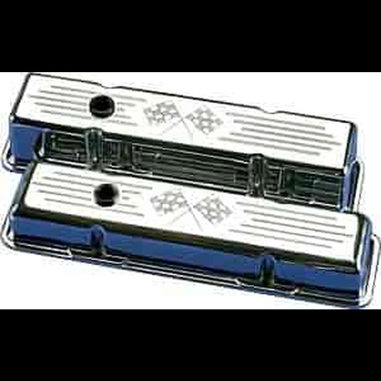 Small Block Valve Covers - Short Checkered Flags