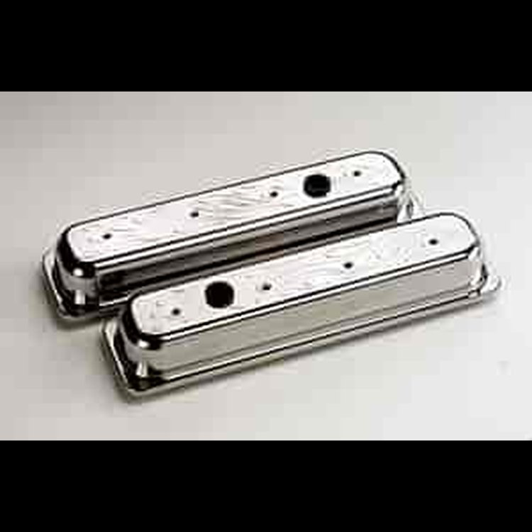SB-Chevy Center-Bolt Valve Covers - Short Flames