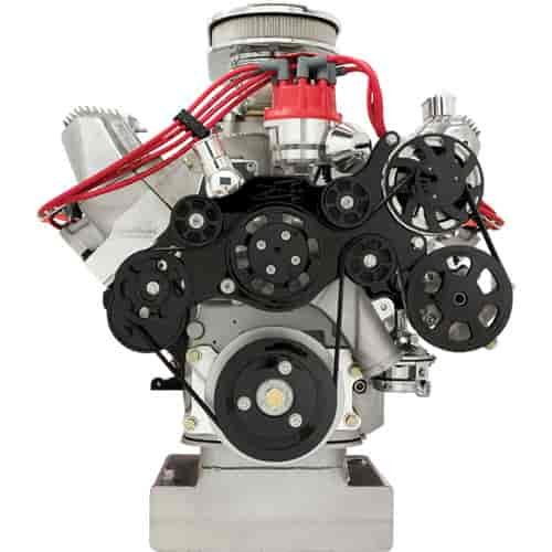 FE Ford Tru Trac Serpentine Systems with Power Steering, without A/C Black Anodized Finish