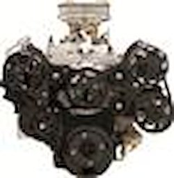 Pontiac 325-455 Tru Trac Serpentine Belt System with Power Steering, with A/C Black Anodized Finish