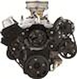 Pontiac 325-455 Tru Trac Serpentine Belt System with Power Steering, without A/C Black Anodized Finish