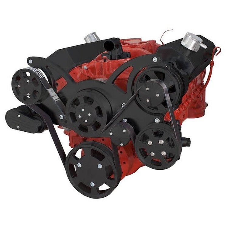 BPP350FDPS4BK SBC Front Accessory Drive, Full Serpentine W/ ALT, PS, WP, Brackets, Bolts
