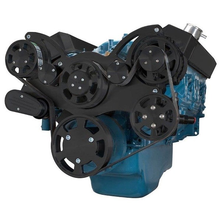 BPP360FDPS4BK SB MOPAR Front Accessory Drive, Full Serpentine W/ ALT, PS, WP, Brackets, Bolts