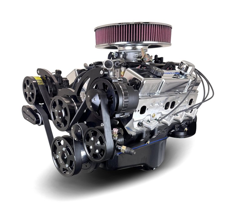 BP38318MPFIKB GM Small Block Compatible 383 ci. Multi-Port Fuel Injected Crate Engine w/Black Pulley Kit