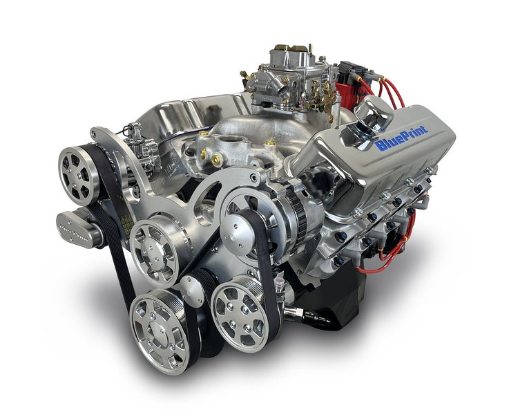 BP454CTCK GM Compatible Big Block Chevy 454 ci. Deluxe Dressed Carbureted Crate Engine w/Polished Pulley Kit  [460 HP]