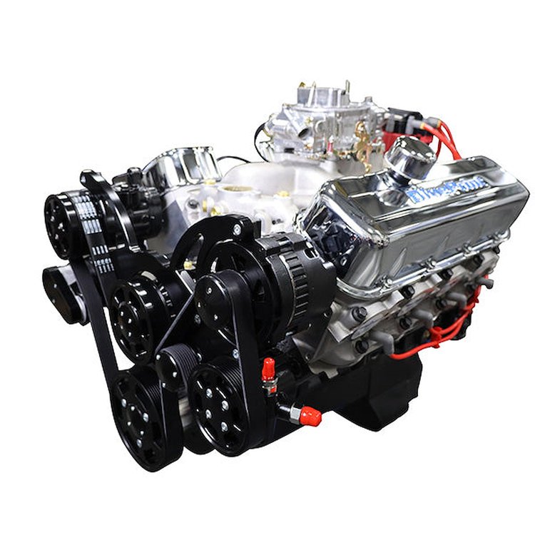 BP454CTCKB GM Compatible Big Block Chevy 454 ci. Deluxe Dressed Carbureted Crate Engine w/Black Pulley Kit  [460 HP]