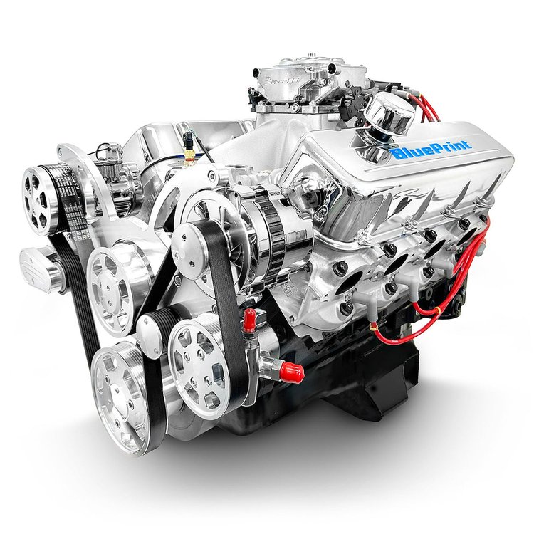 BP4967CTFK GM Compatible Big Block Chevy 496 ci. Deluxe Dressed Fuel Injected Crate Engine w/Polished Pulley Kit [600 HP]