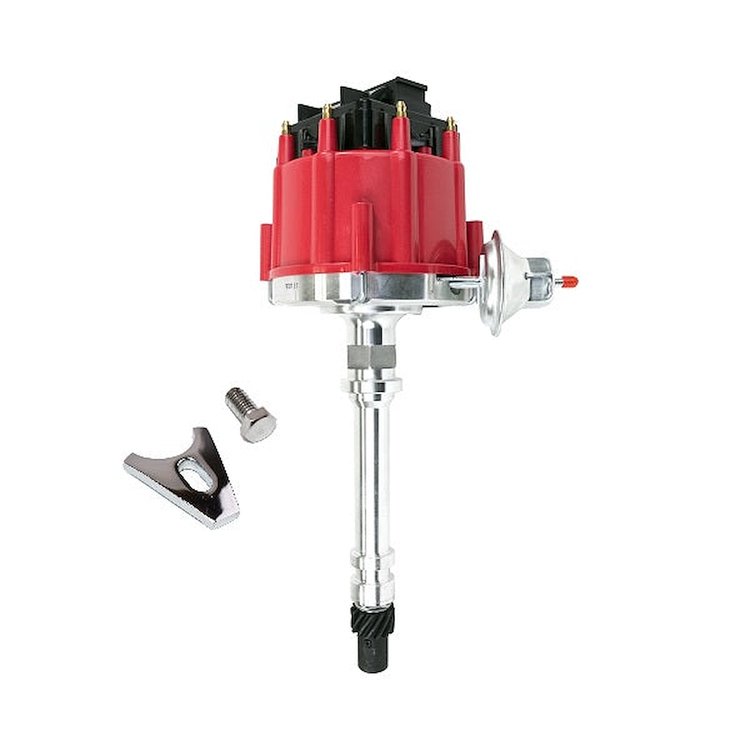 BPP350RBK HEI Ready to Run Distributor for GM Small Block and Big Block [65K Volt Coil, Red Cap, Black Dust Cover]