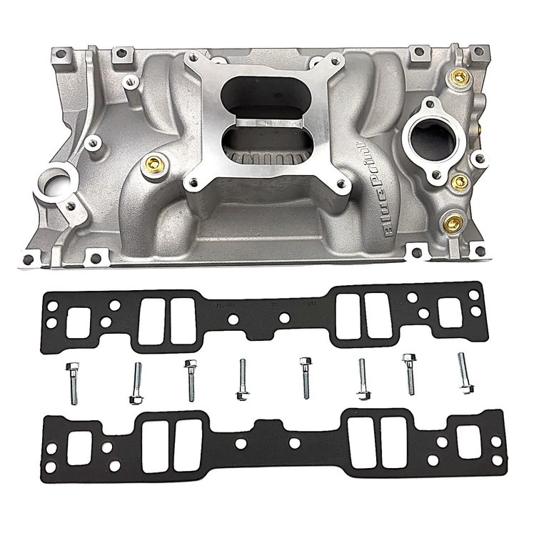BPP350VINT Dual Plane Intake Manifold Kit for Small Block Chevy Vortec Heads [Square Bore, Natural Aluminum]