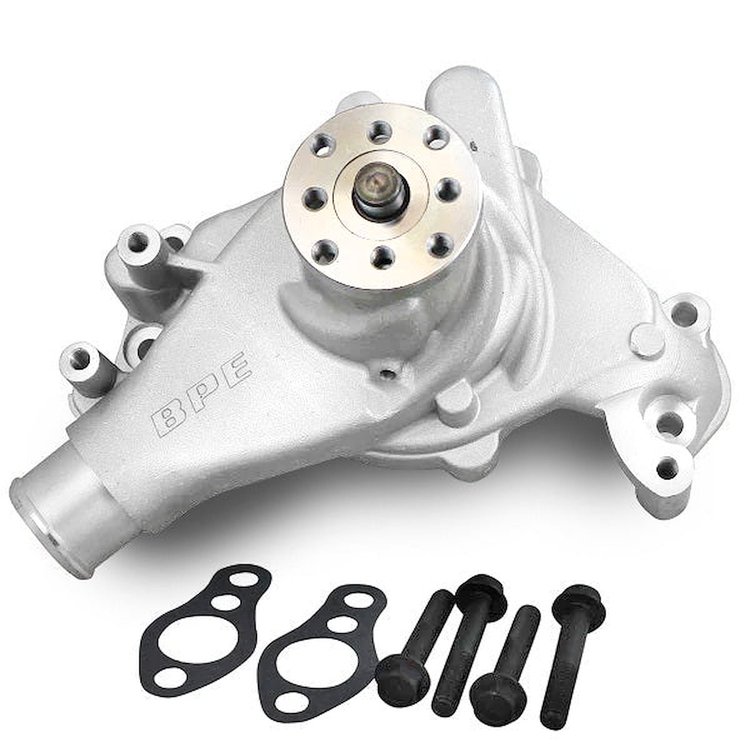 BPP67265 Aluminum Mechanical Water Pump, Chevy SB, Long, Standard Rotation, Satin
