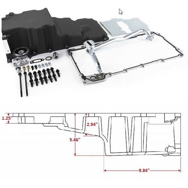 BPP81073BK LS Oil Pan Swap Kit, Low Profile for Hotrod Muscle Car Engine Swap, Black