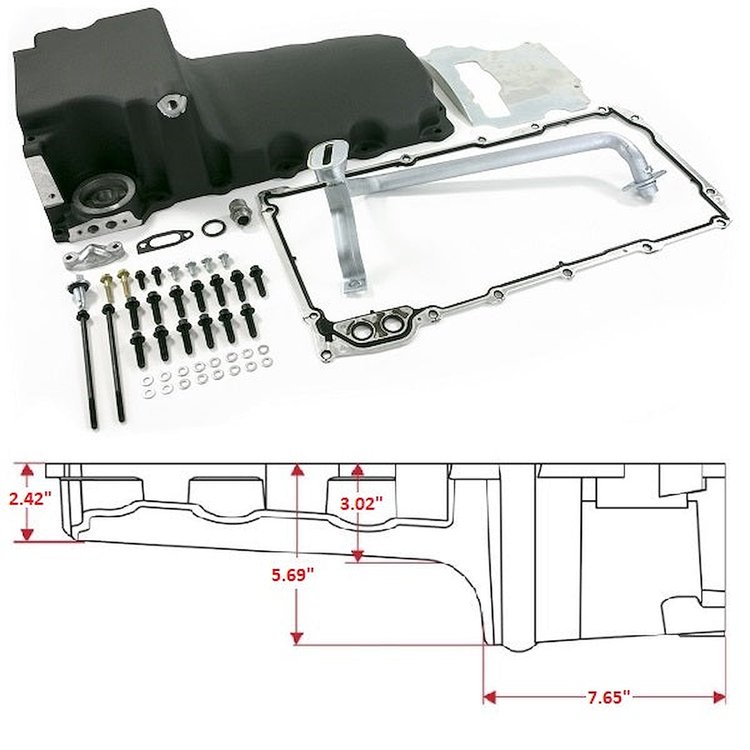 BPP81074BK LS Oil Pan Swap Kit, Rear Sump for Muscle Car Truck Black