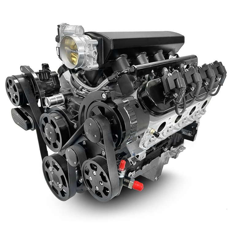 PSLS37651CTFKB GM LS 376 ci. (6.2L) ProSeries Deluxe Dressed Engine w/LS3 Fabricated Aluminum Intake & Black Pulley Kit [525 HP]