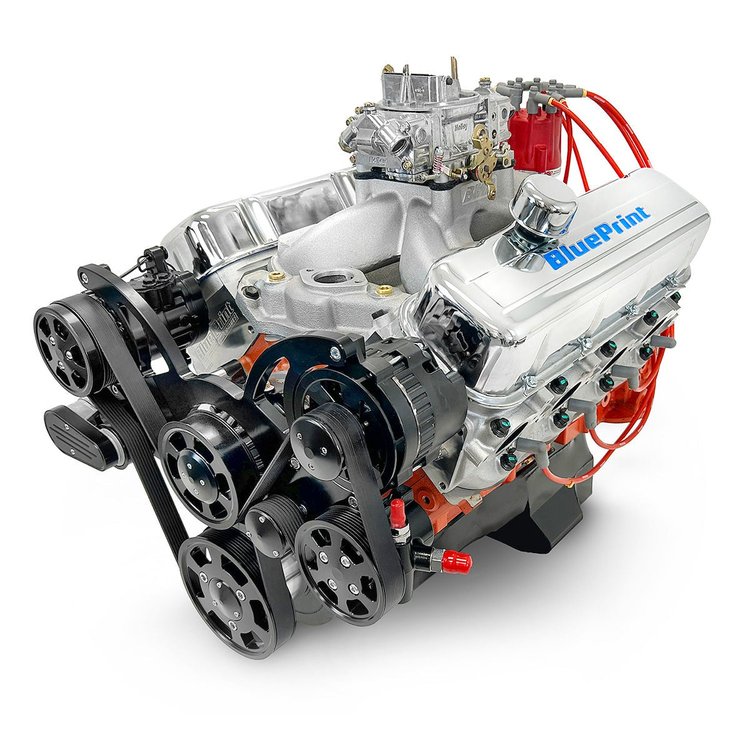 PS502CTCKB Big Block Chevy 502 ci. ProSeries Deluxe Dressed Carbureted Crate Engine w/Black Pulley Kit [621 HP]