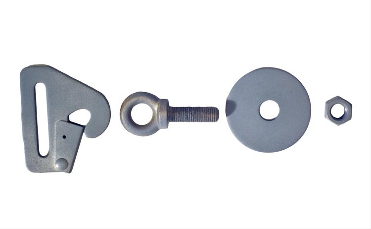 SNAP END FLOOR Mount KIT 1 PER KIT SILVER INCLUDES SNAP HOOK EYEBOLT NUT WASHERS SILVER